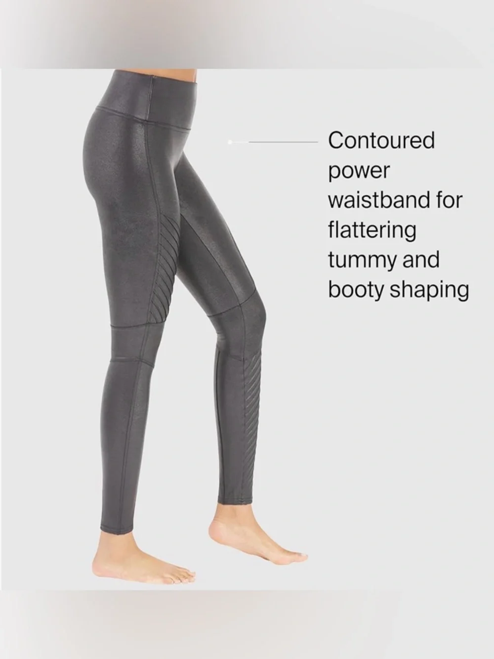 SPANX Shape Faux Leather Moto Leggings in Gunmetal - Picture 7 of 12